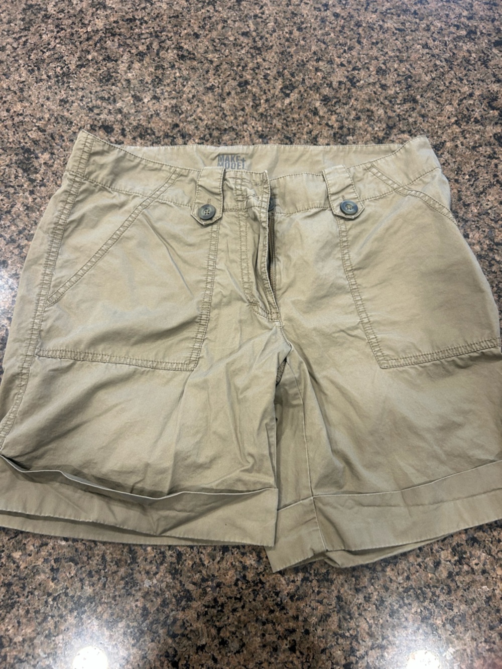 Make + Model Khaki Cotton Casual Women's Shorts